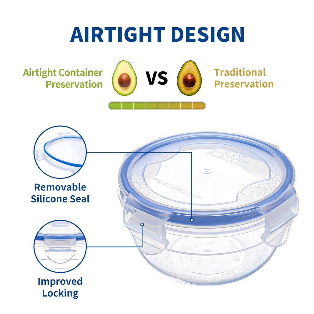 KIGI Small Round Food Storage Containers, 2.5 Cup / 1.25 cup, 6 Pack