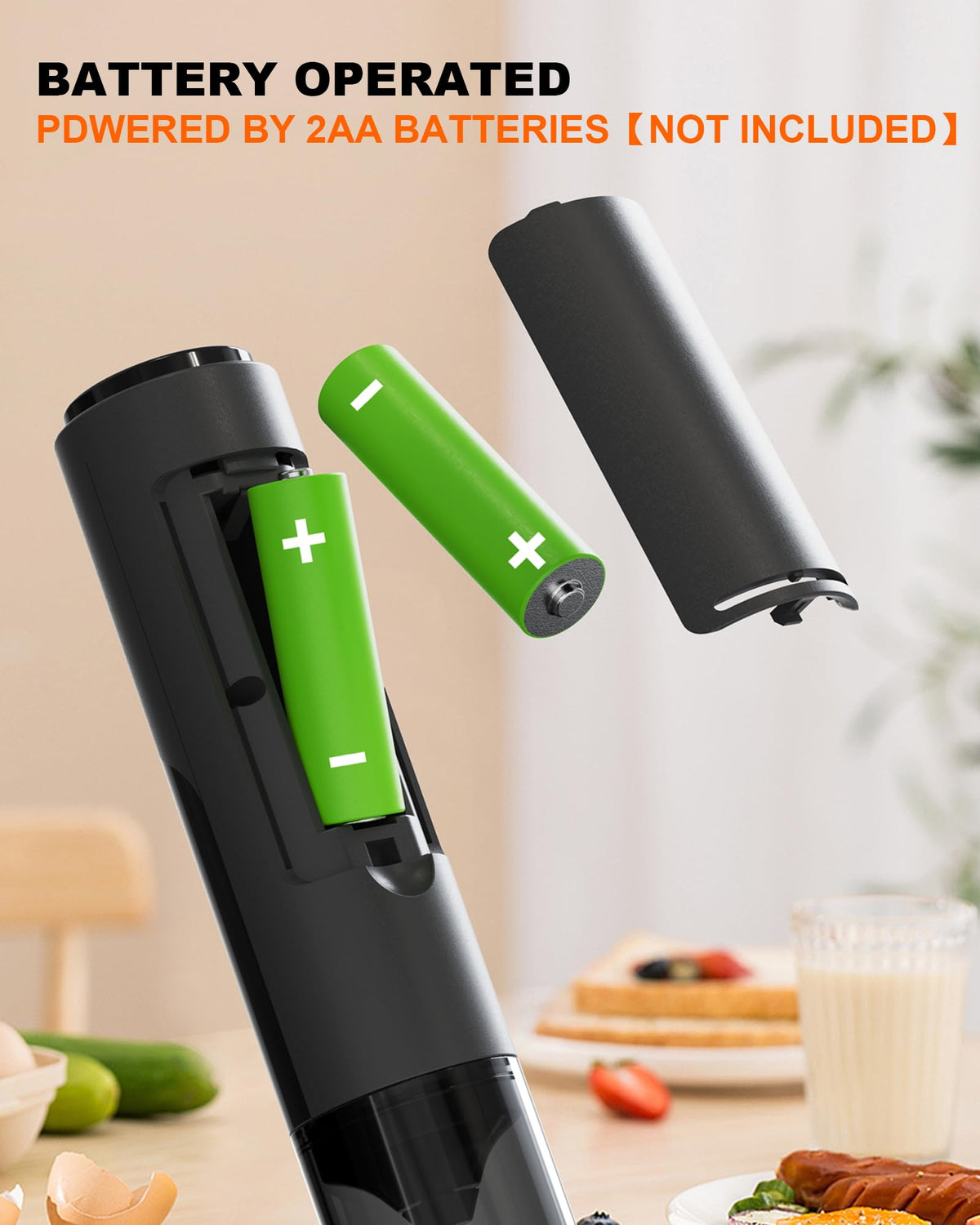 Soenglyun Electric Milk Frother Handheld Foam Maker, Black