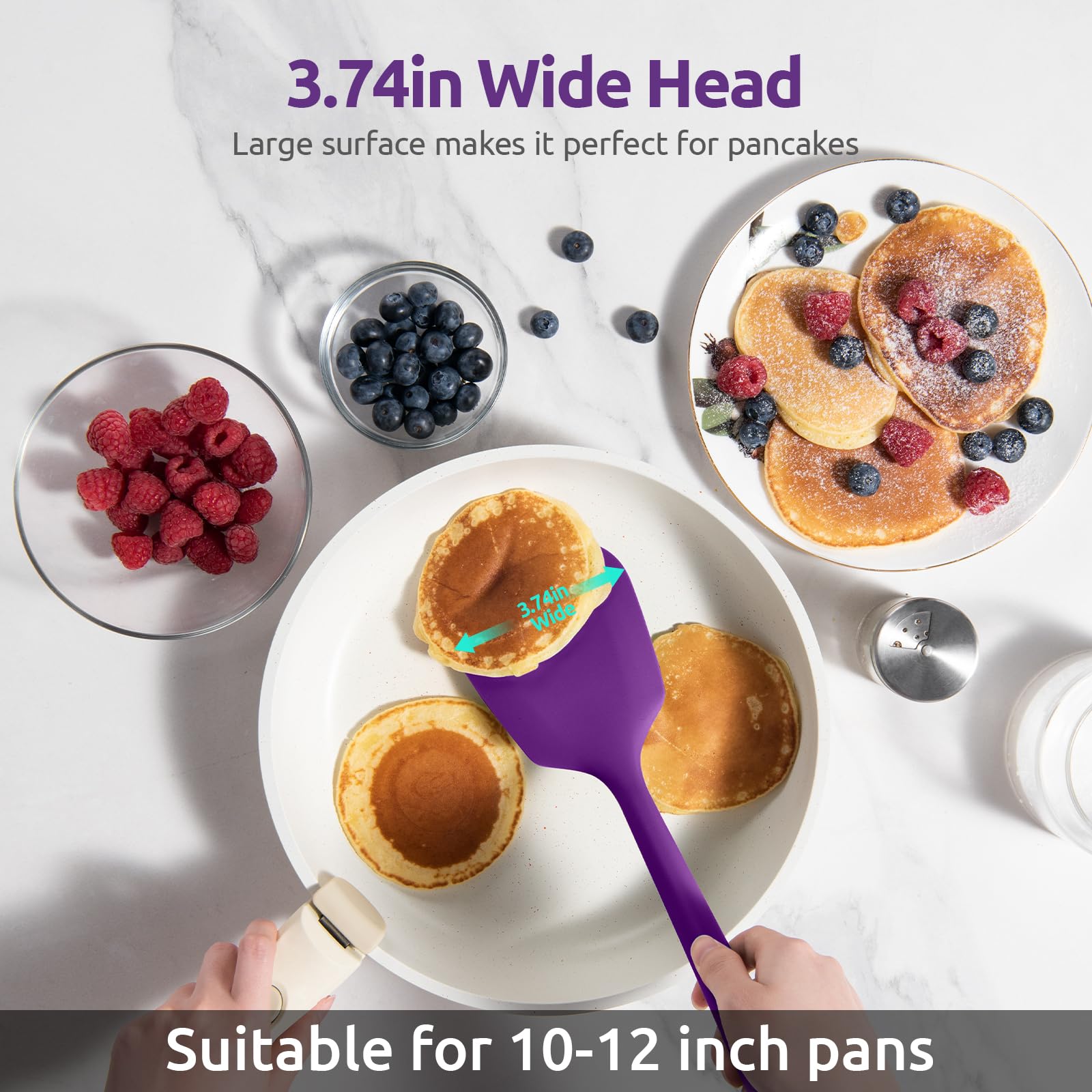 U-Taste Silicone Turner Cooking Spatula, 13.6" Long/3.7" Wide, Purple