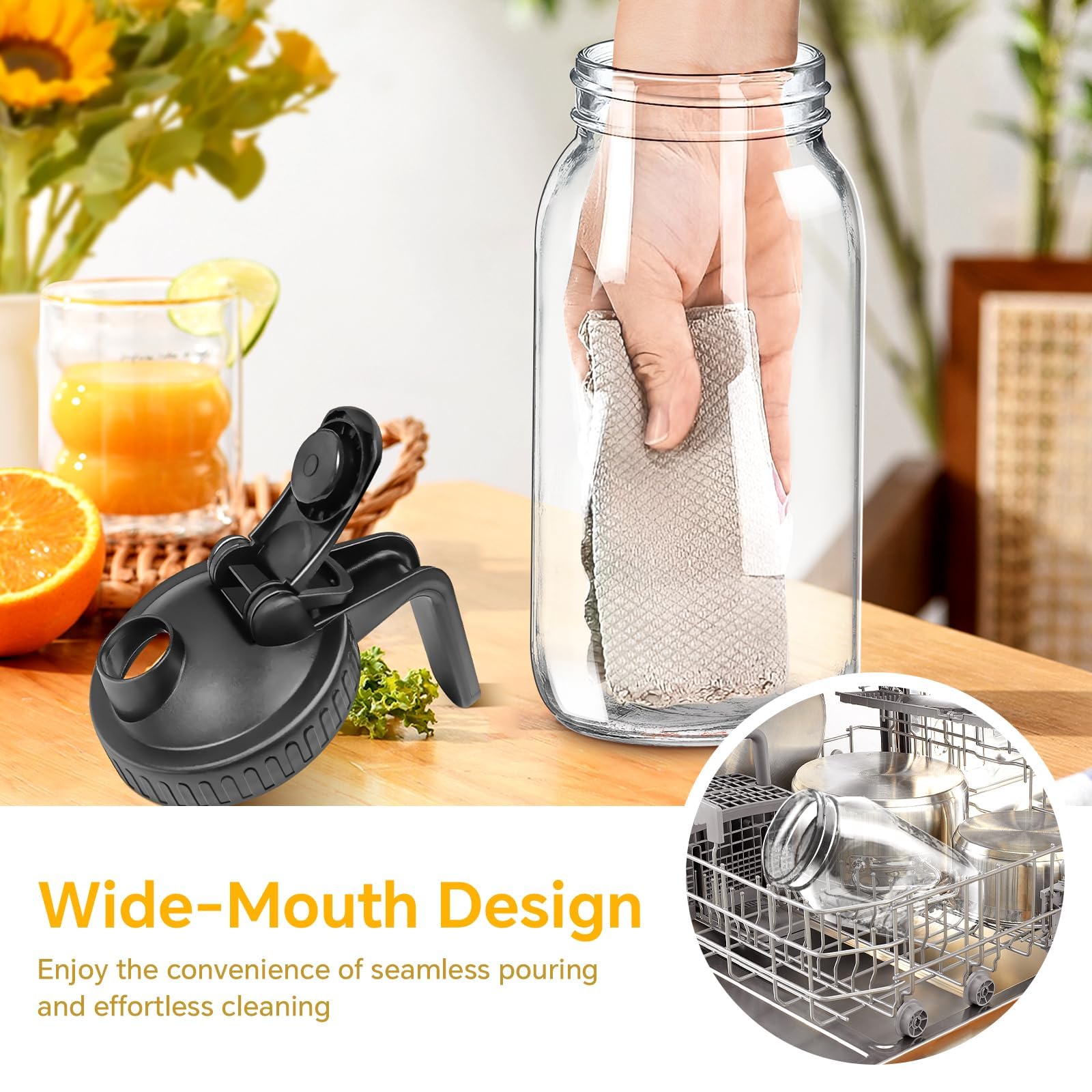 64oz 2 Pack Glass Mason Jar Pitcher with Lid 2qt Breast Milk Pitcher