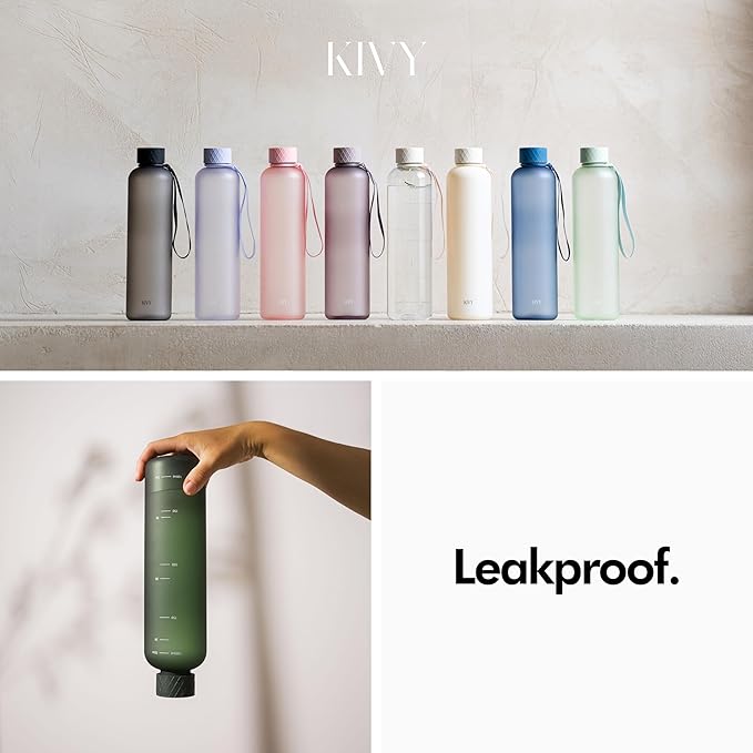KIVY Slim Water Bottle 50oz [Lightweight & Shatterproof] - Reusable Tritan Water Bottle - Leak Proof Water Bottle for Women & Men - No Spill - Dishwasher Safe - Pink Water bottle