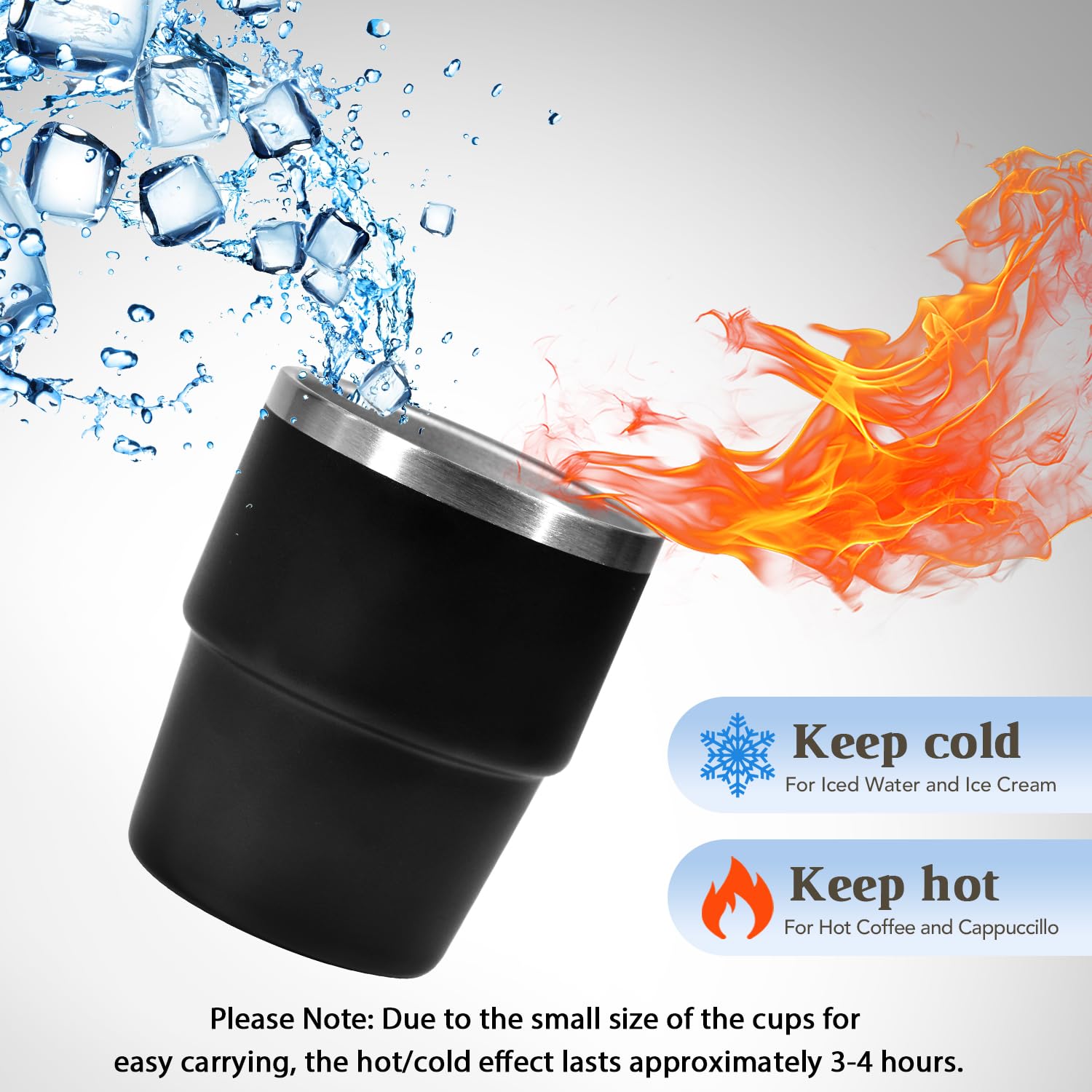 CHLJAR 6oz Vacuum Insulated Espresso Cup Set of 2, Espresso Shot Cup for Coffee, Double Wall Stainless Steel Mini Tumbler Shot Glasses with Lid