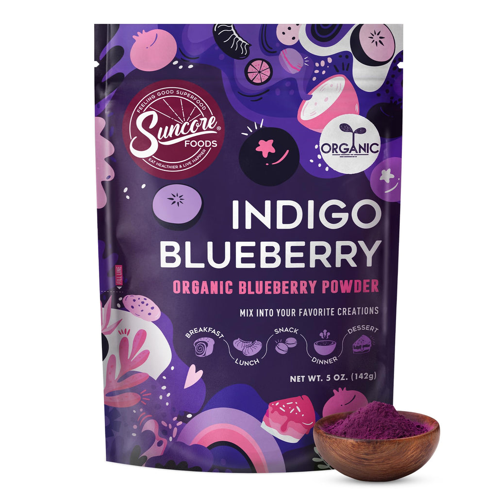 Suncore Foods Organic Indigo Blueberry Powder 5oz | Gluten Free | Vegan