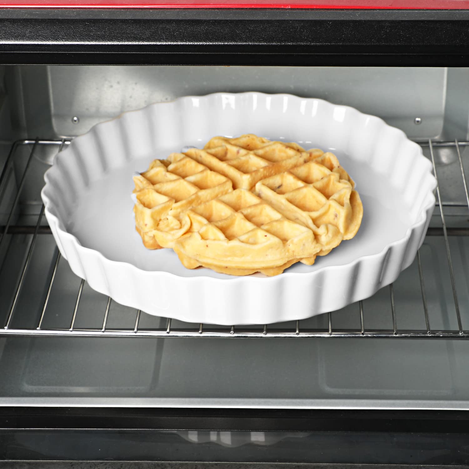 ONTUBE Ceramic Pie Pans, White, 11 Inches