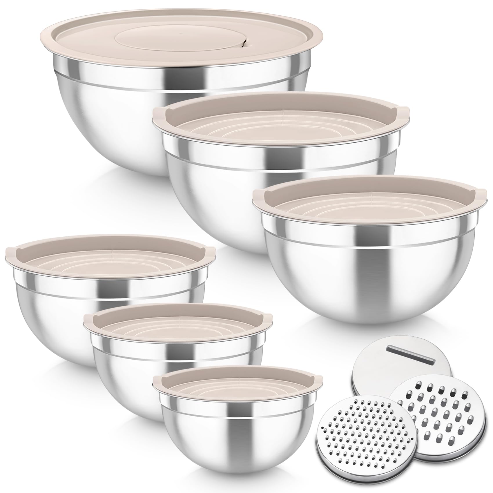 TeamFar Mixing Bowls Set of 6, Stainless Steel Nesting Mixing Salad Bowl