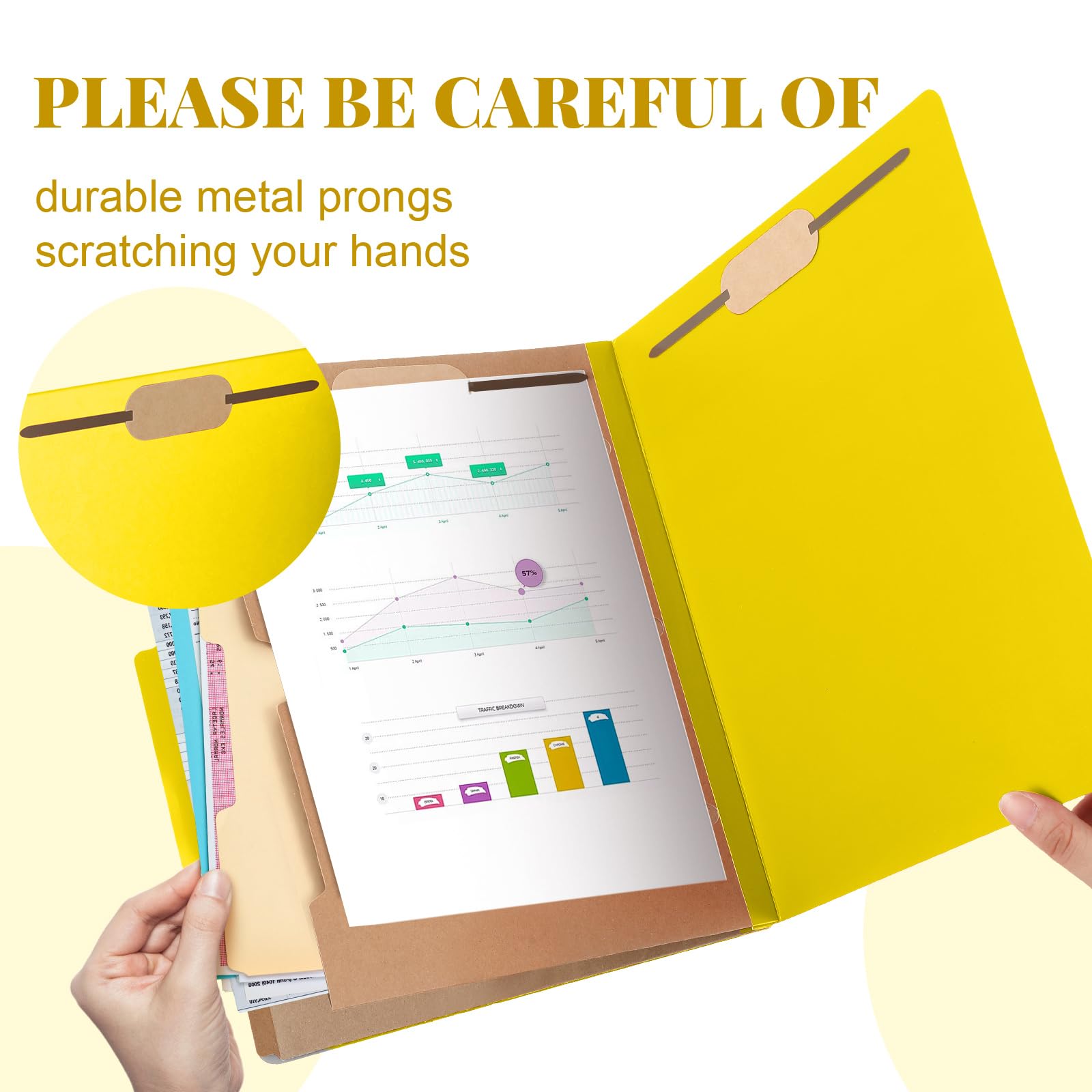 12 Pcs Skyygemm Classification Folder Letter Size, 2 Pocket File,Yellow