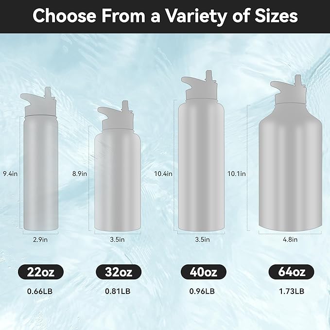 HASLE OUTFITTERS Half Gallon Insulated Water Bottles 64 oz, Stainless Steel Metal Water Jug with 2 Lids Keep Cold 48h/Hot 24h, Leak Proof & BPA-Free Water Flask Jug(Army Green,1)