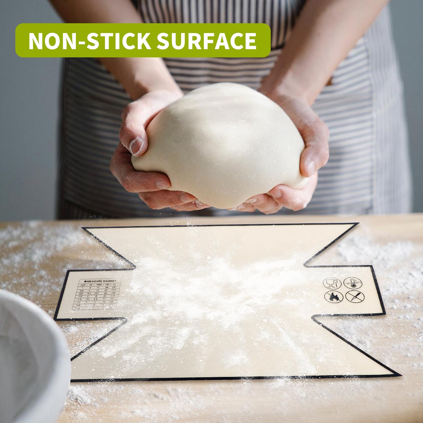 2Pcs Silicone Bread Loaf Pan Liners, Extra Thick Silicone Baking Mat for Dutch Oven, Non-Slip & Easy Clean Reusable Sourdough Bread Baking Supplie - For Bread, Cookies, Pastry (Irregular Black)