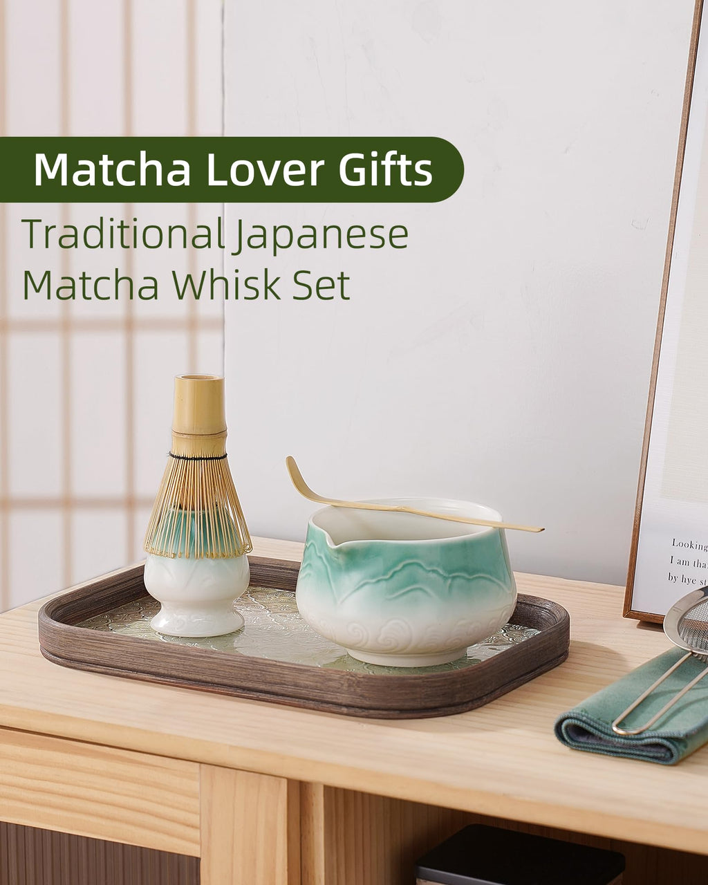 ZENS Premium Matcha Whisk Set, 5pcs Tea Ceremony Gift for Matcha Lovers