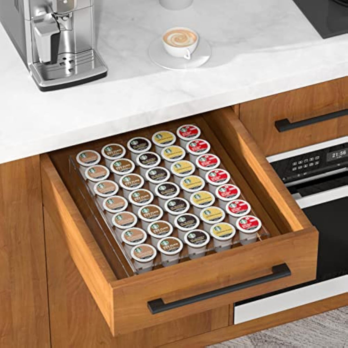 AITEE Acrylic K Cup Drawer Organizer Tray Pod Holder for 24 Coffee Capsules