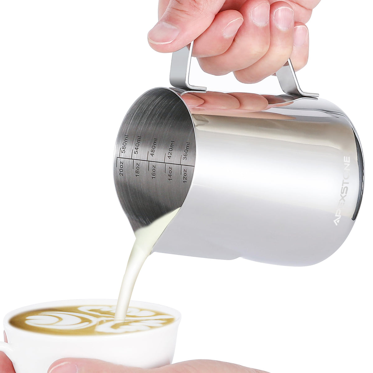 Apexstone Espresso Milk Frothing Pitcher 20 oz, Espresso Steaming Pitcher 20 oz, Coffee Milk Frothing Cup, Coffee Steaming Pitcher 20 oz/600 ml