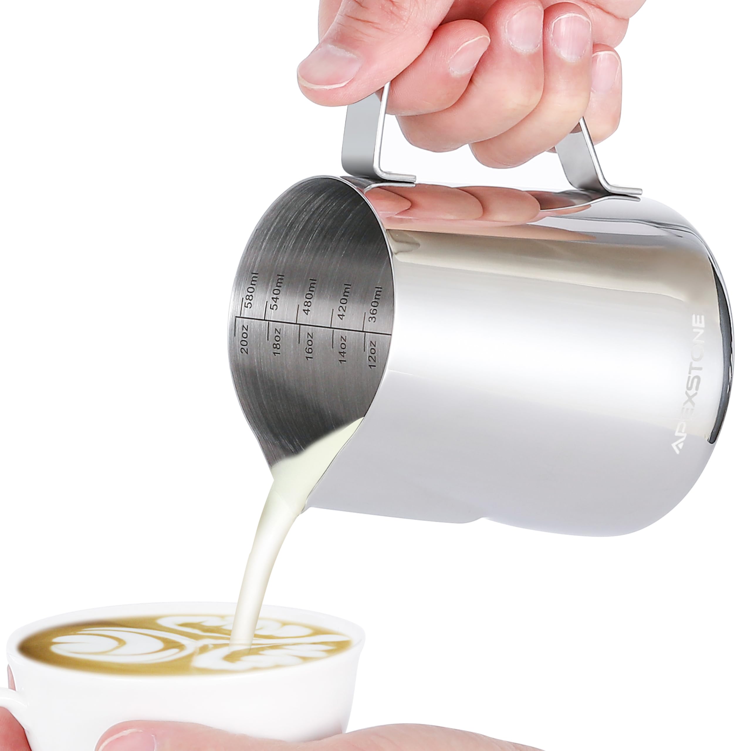 Apexstone Espresso Milk Frothing Pitcher 20 oz, Espresso Steaming Pitcher 20 oz, Coffee Milk Frothing Cup, Coffee Steaming Pitcher 20 oz/600 ml