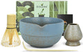 Artcome Premium Matcha Tea Set - 17oz Handcrafted Ceramic Bowl with Blue Reactive Glaze, Bamboo Whisk, Scoop, Whisk Holder & Brewing Guide - Japanese Tea Ceremony Tools for Perfect Matcha Preparation