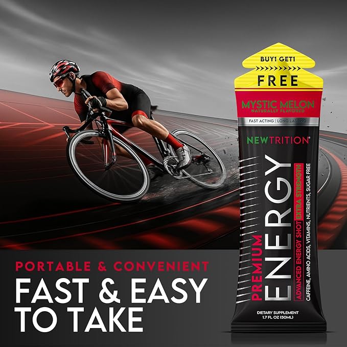 NewTrition® Extra Strength Energy Shots, 250mg Caffeine Energy Shots with Vitamin B & Amino Acids, Sugar-Free Vitamin Energy Shot, 1.7 fl oz (Pack of 12, Mystic Melon)
