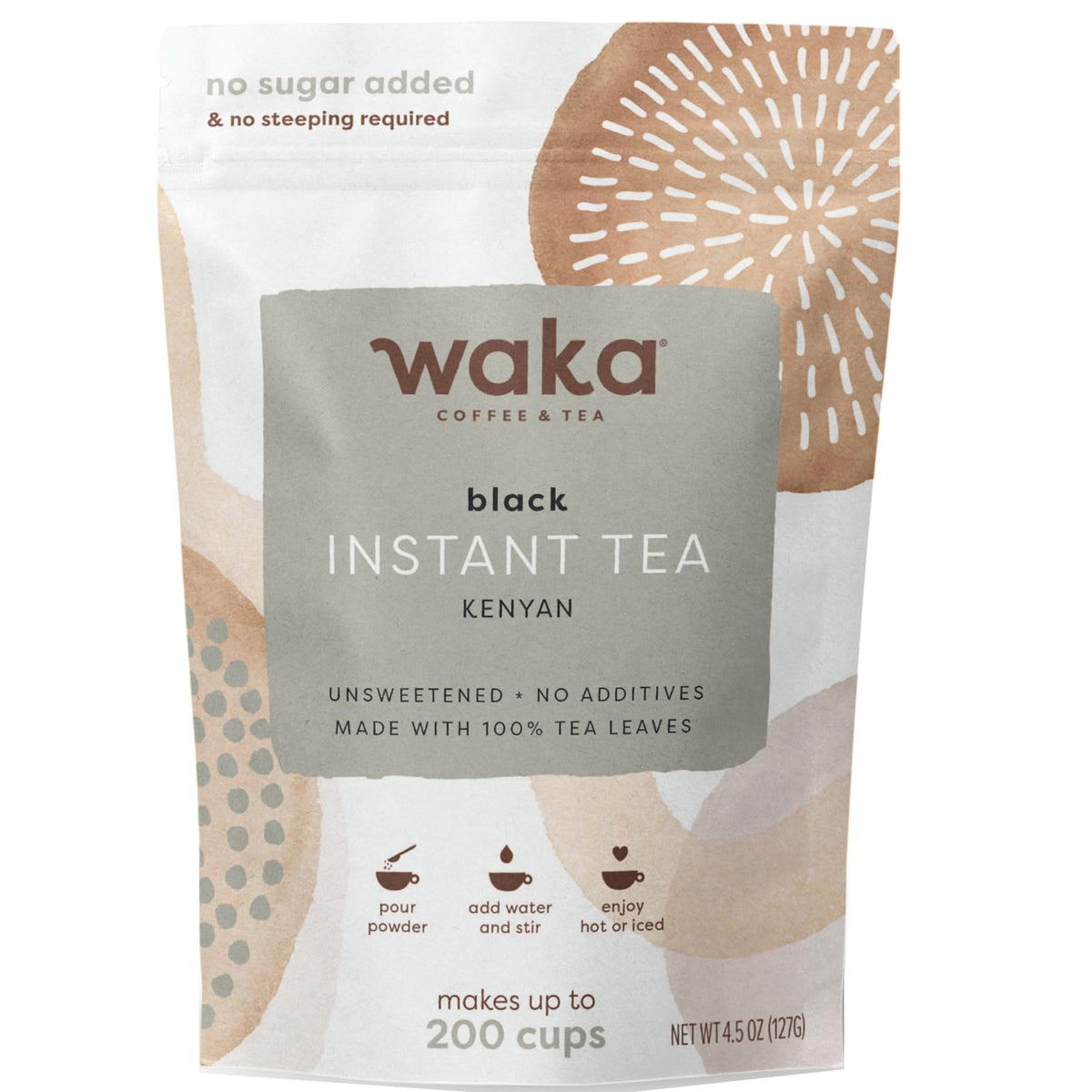 Waka Decaf Instant Black Tea Powder, Unsweetened, 4.5 oz