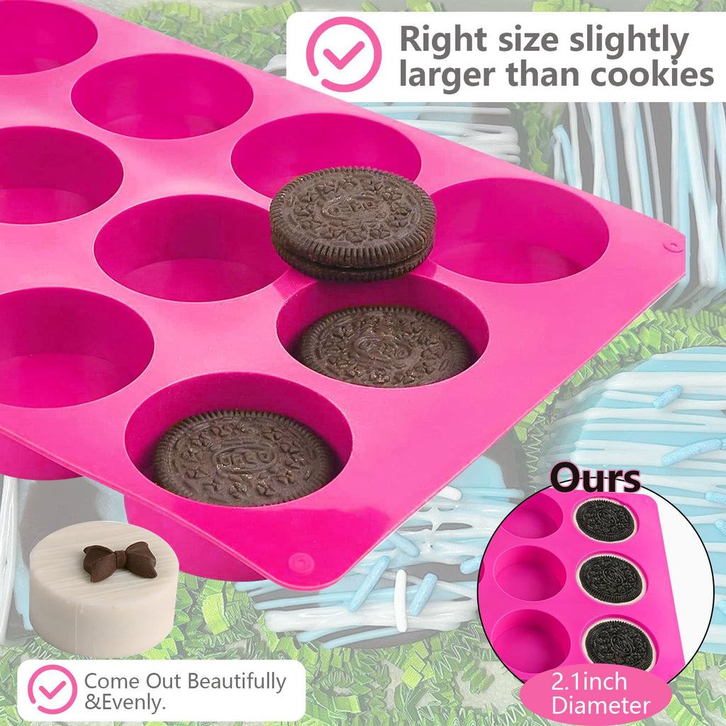 Round Chocolate Cookie Molds,SAGOOITS 12-Cavity Cylinder Chocolate Silicone Molds for Cookies Candy Jelly Mini Cakes and Muffin(2 PCS)