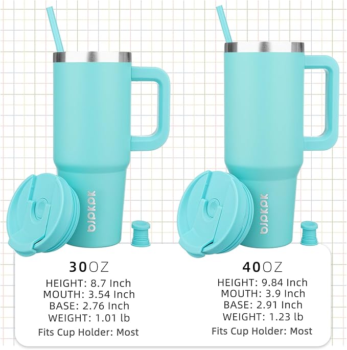 BJPKPK 30 oz Insulated Tumbler With Lid And Straw Stainless Steel Tumblers Cup With Handle For Women And Men,Turquoise