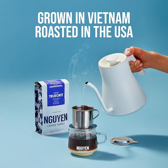 Nguyen Coffee Supply - Truegrit Robusta: Medium Roast Whole Coffee Bean, Vietnamese Single Origin, Direct Trade, Low Acid with High Caffeine Content, Roasted in Brooklyn [5 Ib Bag]
