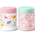 Fimibuke Insulated Kids Food Jar, 2 Pack 12 OZ Bpa Free Stainless Steel Vacuum Lunch Jar for Hot Cold Food, Leakproof Snack Container for School Boy Girl Wide Mouth Toddler Lunch Box for Smoothie Soup