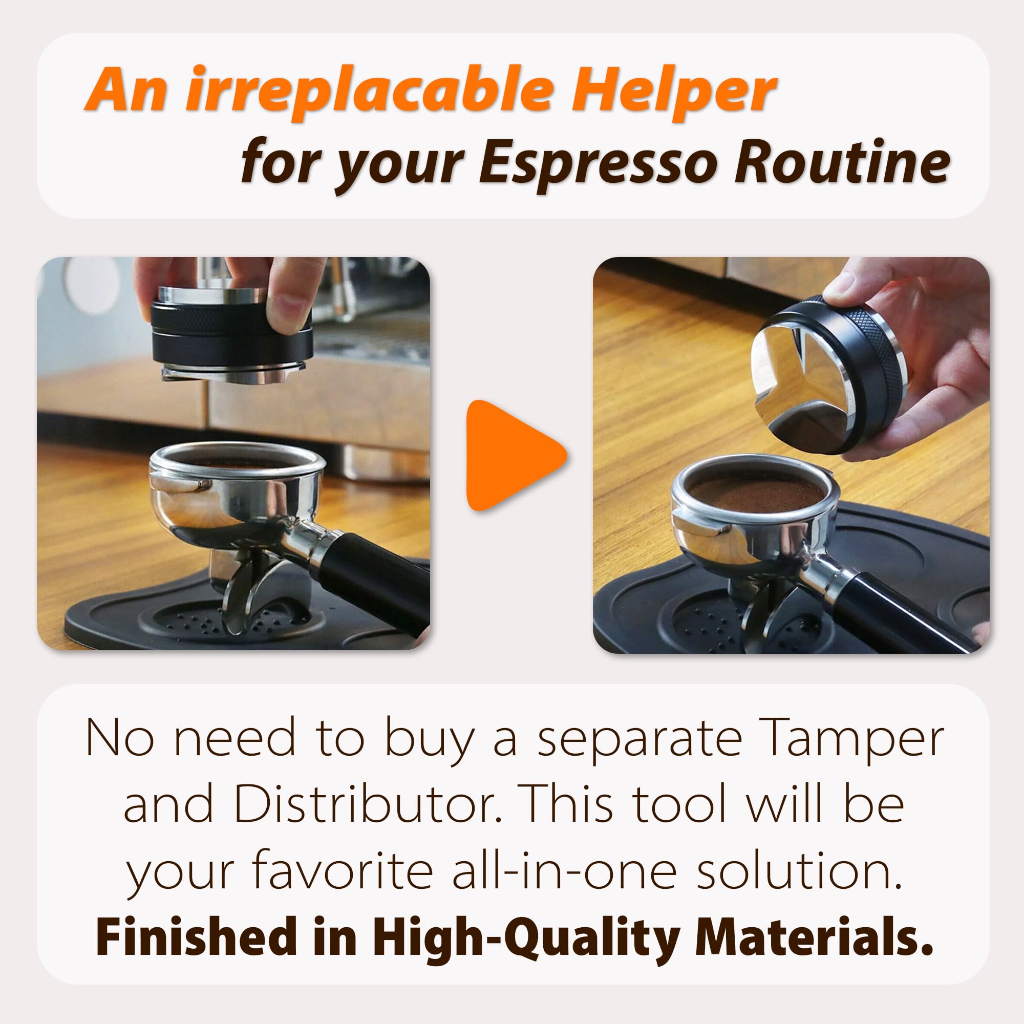 Practimondo Premium Barista Espresso Tamper Set 53mm Aluminum and Stainless Steel (53mm, Aluminum Handle)