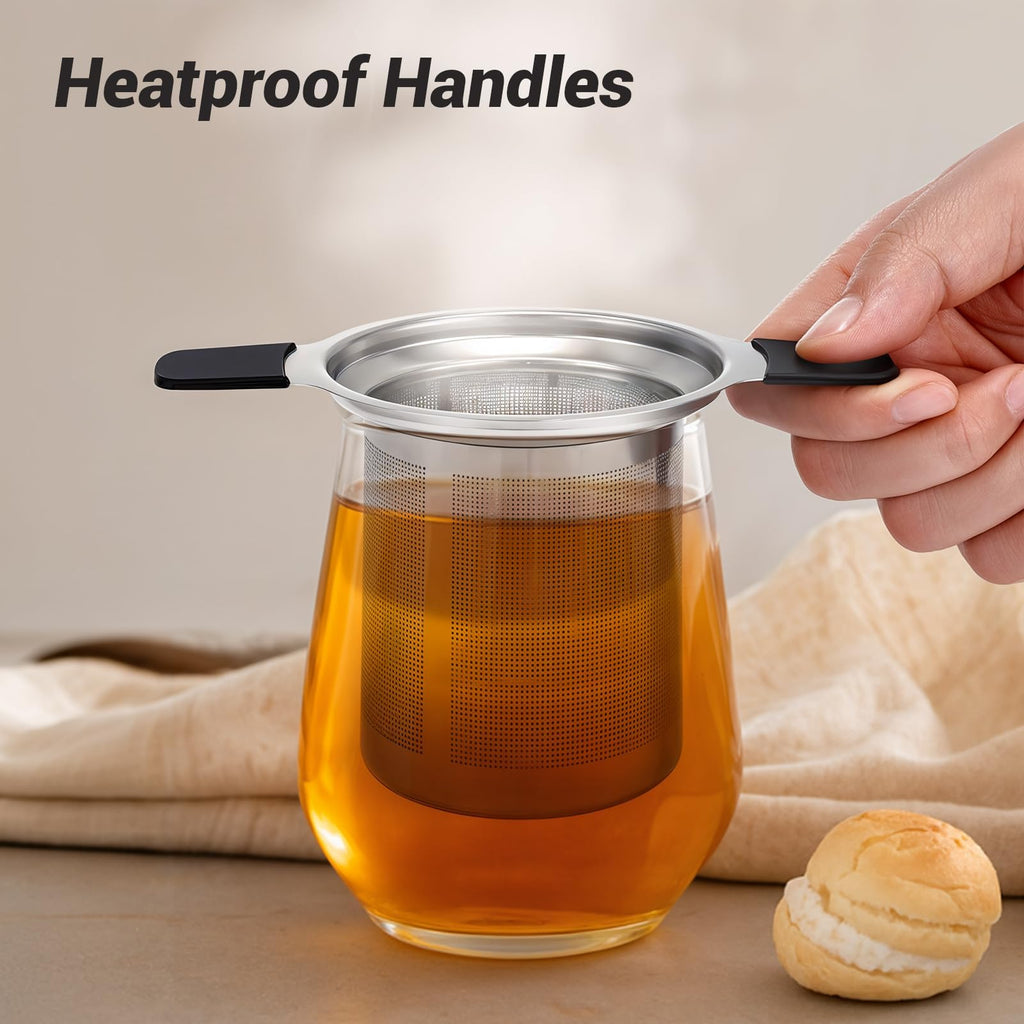 Tifanso Fine Mesh Stainless Steel Reusable Tea Infuser with Double Handles