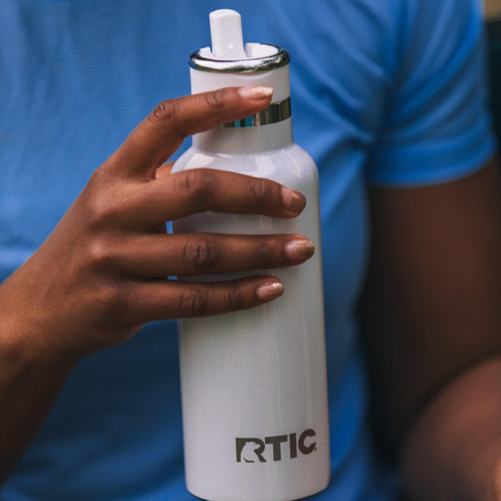 RTIC 16oz Journey Water Bottle Ceramic Lined Metal Stainless Steel Vacuum Insulated, BPA Free, Reusable, for Water, Hot and Cold Drinks, Travel, Sports, Camping, Peach Tea