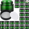 Glass Jars with Lids,Eco-Friendly Cosmetic Containers with Airtight Black Lids & Liners, Multi-Color Options for Cream, Lotion, Body Butter, DIY Skincare Travel Jars (Green, 2oz)