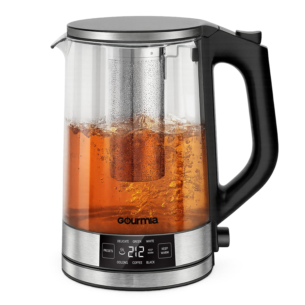 Gourmia Electric Glass Kettle - 1.7L Capacity, Digital Display, Black
