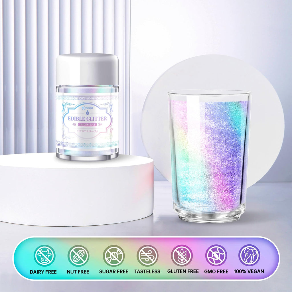 Iridescent Edible Glitter – 5g Rainbow Luster Dust Drink Glitter, Food Grade Shimmer Powder for Cocktails, Cakes, Beverages, Chocolate & Candy