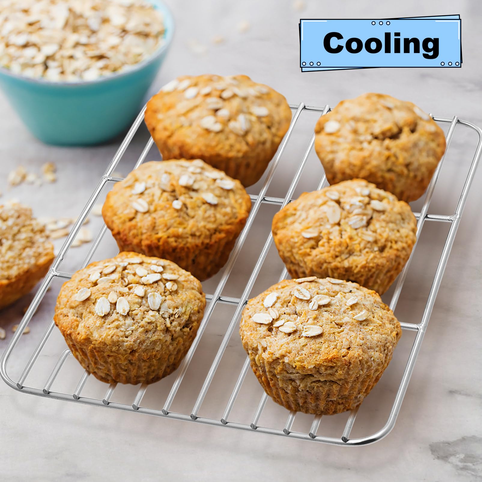 P&P CHEF 9.7" x 7.3" Cooling Baking Wire Racks Pack of 2, Silver