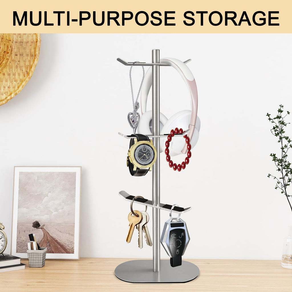 XEENEW Mug Holder Tree, Coffee Cup Holder with 6 Hooks, Coffee Mug Rack, Metal Mug Tree for Counter, Mug Holder Stand Coffee Mug Hanger(Brushed Nickel)