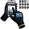 KAYGO Safety Work Gloves PU Coated for Men and Women, 12 Pairs KG11PB, Seamless Knit Glove with Two Fingers Touchscreen, breathable and lightweight Ideal for General Duty Work (XL,Black)