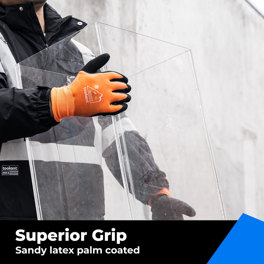 OriStout Waterproof Winter Work Gloves for Men and Women, 6 Pairs, Orange,M