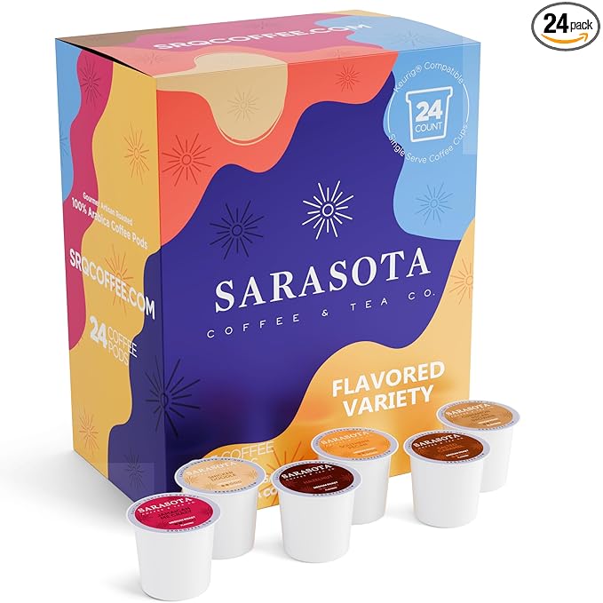 Sarasota K-Cup Coffee Pods | Medium Roast Flavored Coffee | Southern Pecan Crunch | Single Serve for Keurig Brewers | Gourmet, Low Acid
