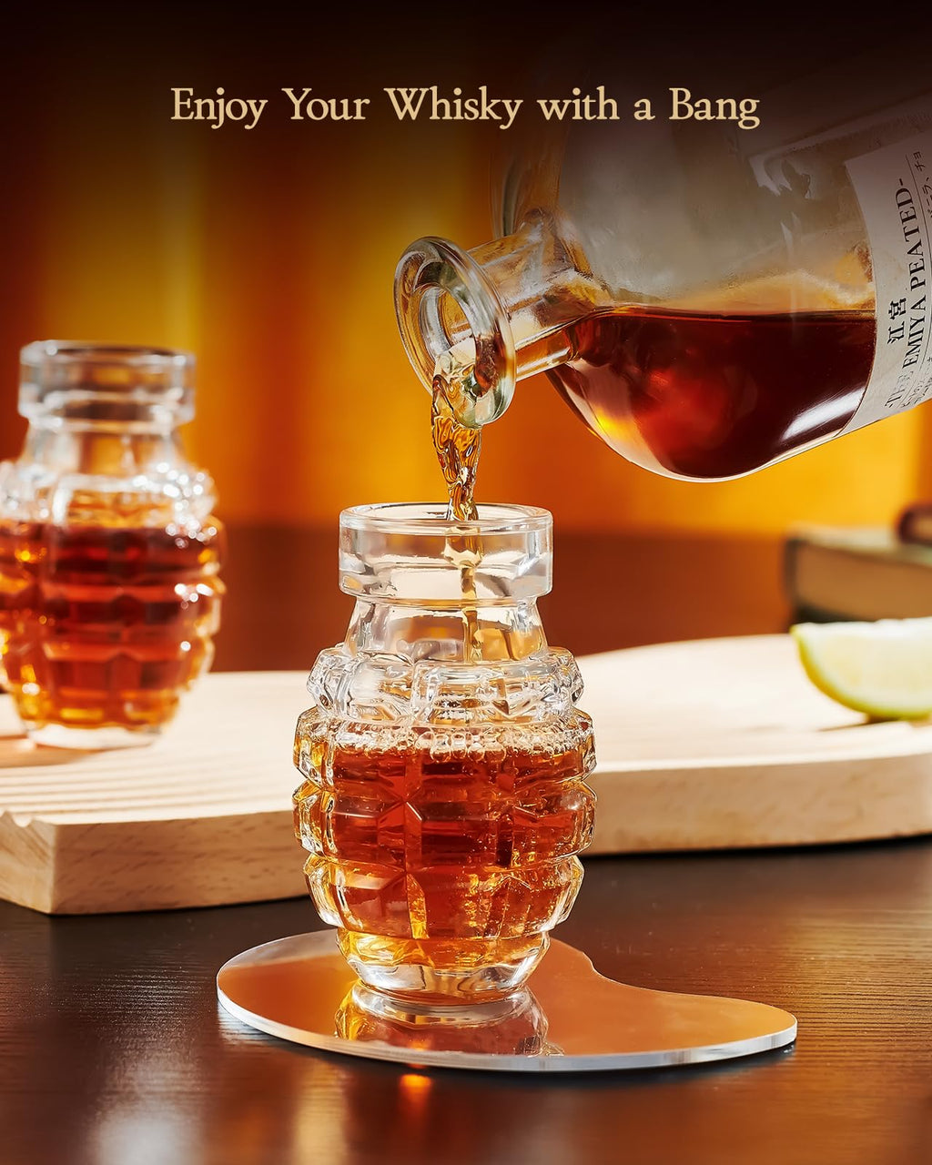 Kollea Grenade Shaped Shot Glass Set, 4 Pcs 3.7 Oz Heavy-Base Cups