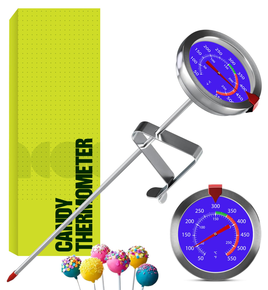 Craft911 Candy Thermometer with Pot Clip - Deep Fry Oil Thermometer for Frying and Candle Making (Black)