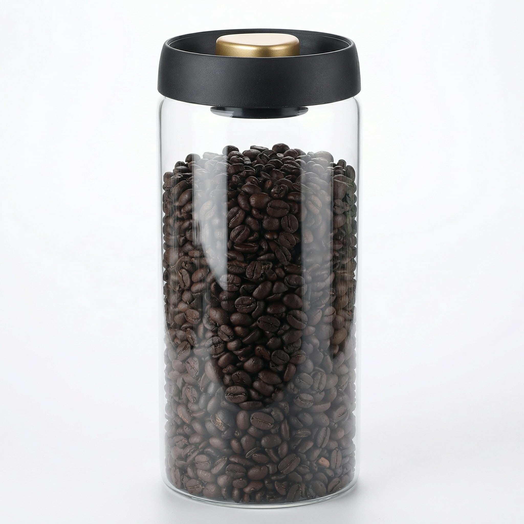 LOEZ Vacuum Coffee Canister, 61 fl oz Glass Jar with Pump Lid, Clear