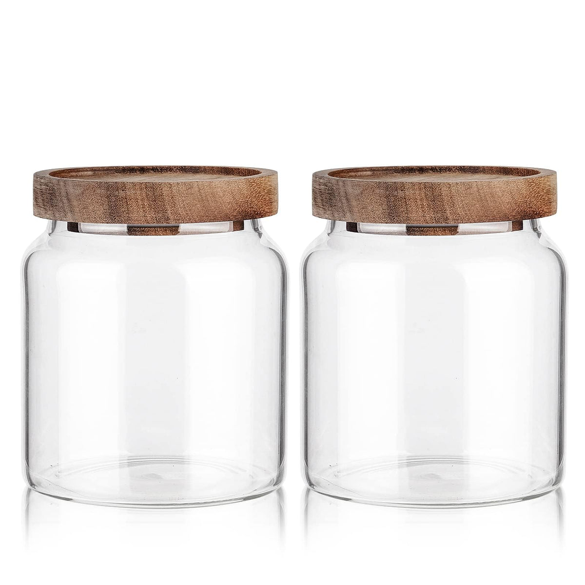 Labina Glass Jar with Wood Lid, Airtight Kitchen Storage Canister