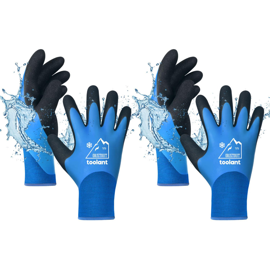 OriStout Waterproof Winter Work Gloves for Men and Women, 2 Pairs, Blue, XL