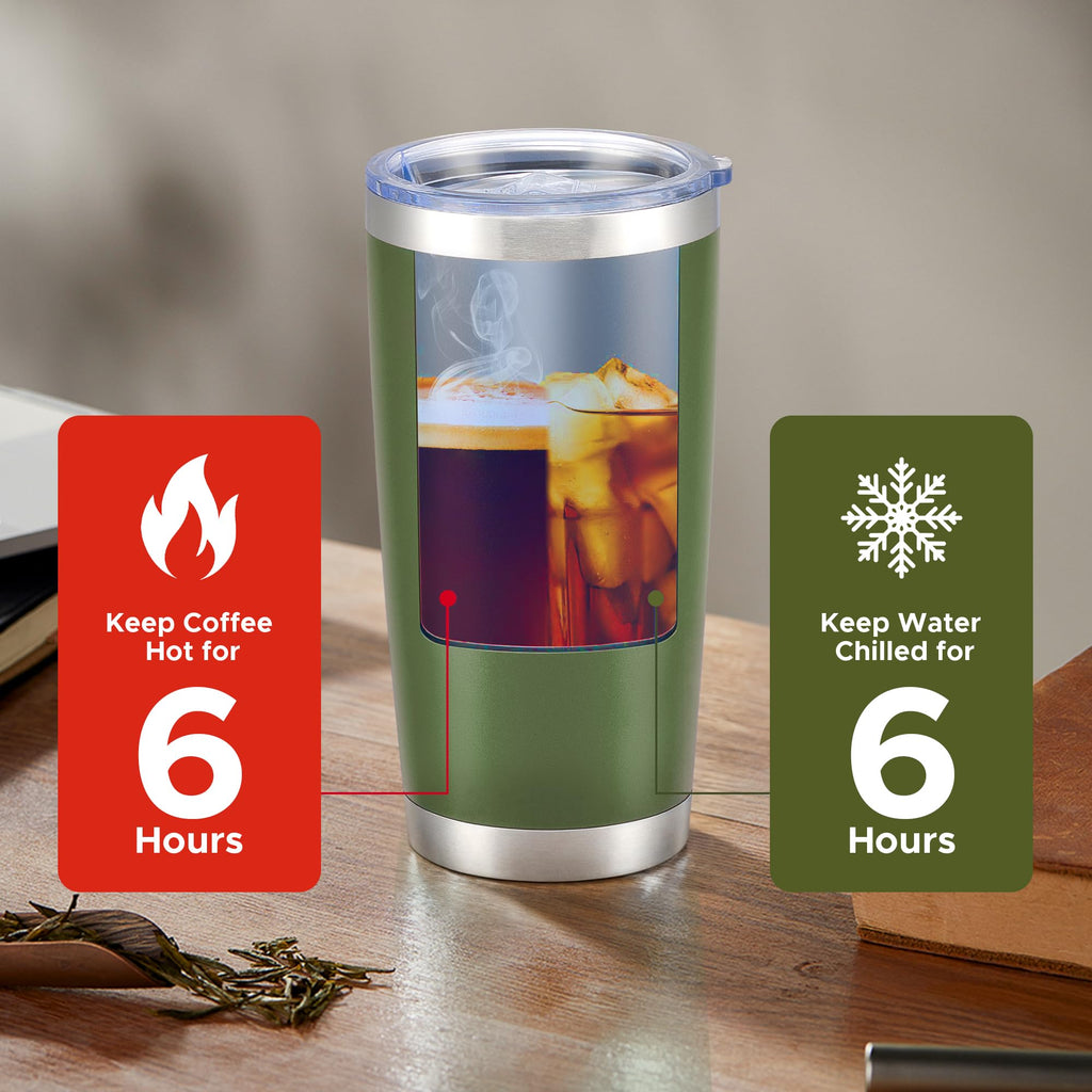 OMTech 20oz Tumbler Bulk, 12 pcs Stainless Steel Insulated Mug, Army Green