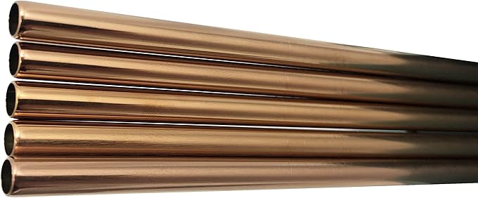 10 Pcs Stainless Steel Straws, Reusable Drinking Straws, Straight Metal Straw Sets with 2 Pcs Cleaning Brushes (10.5 Inch, Rose Gold)