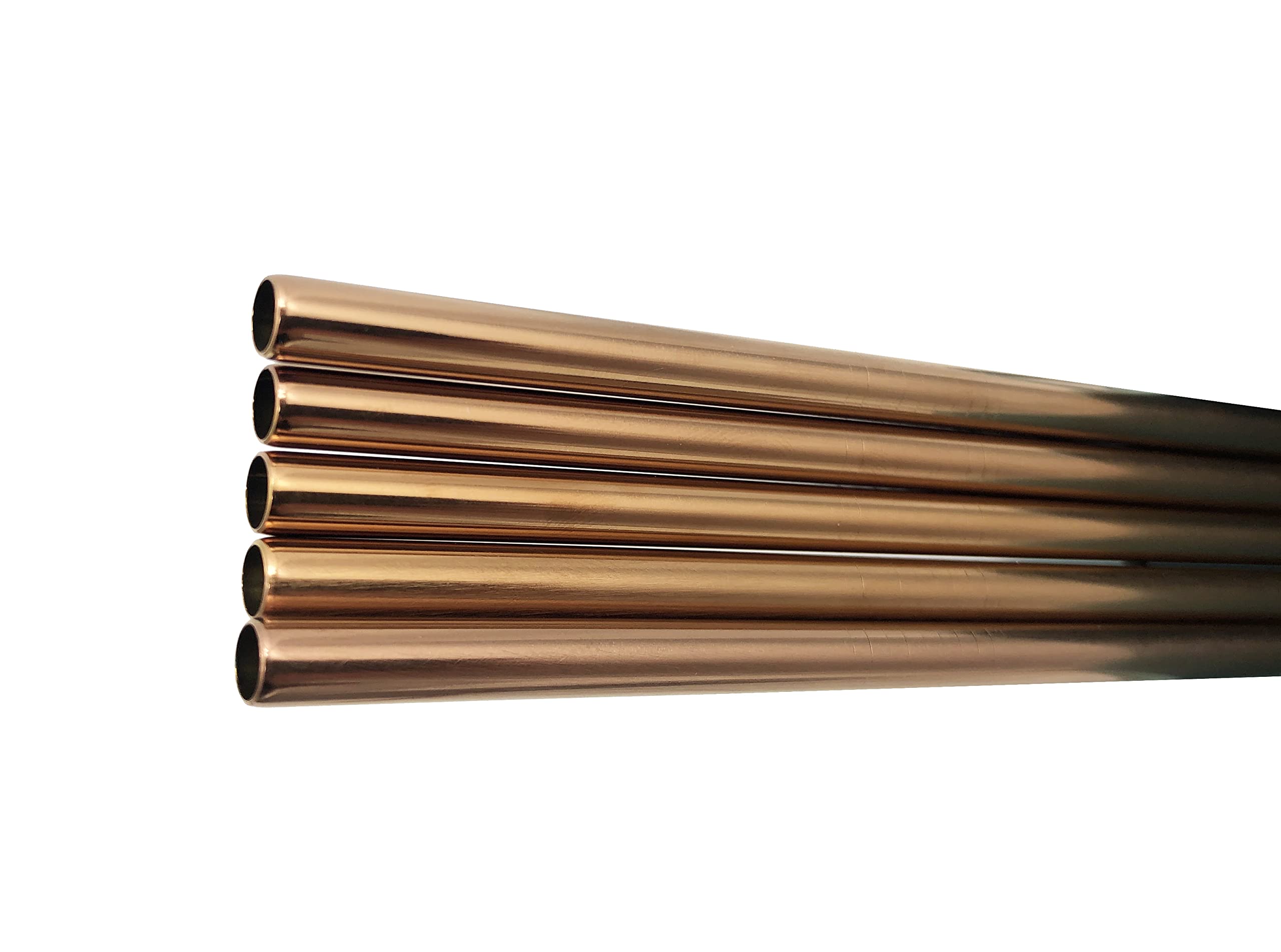 10 Pcs Stainless Steel Straws, Reusable Drinking Straws, Straight Metal Straw Sets with 2 Pcs Cleaning Brushes (8.5 Inch, Rose Gold)