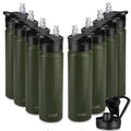 HASLE OUTFITTERS Insulated Water Bottle 22 oz Double Wall Stainless Steel Water Bottle Wide Mouth with Straw Lid & Spout Lid Keeps Cold or Hot(Army Green,8)
