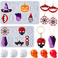 Halloween Resin Earrings Mold 3pcs Mini Skull Resin Jewelry Molds, Bat Pumpkin Coffin Silicone Mold for Earring Pendant Bracelet Keychain Making Kit DIY Epoxy Ornaments Holiday Gifts
