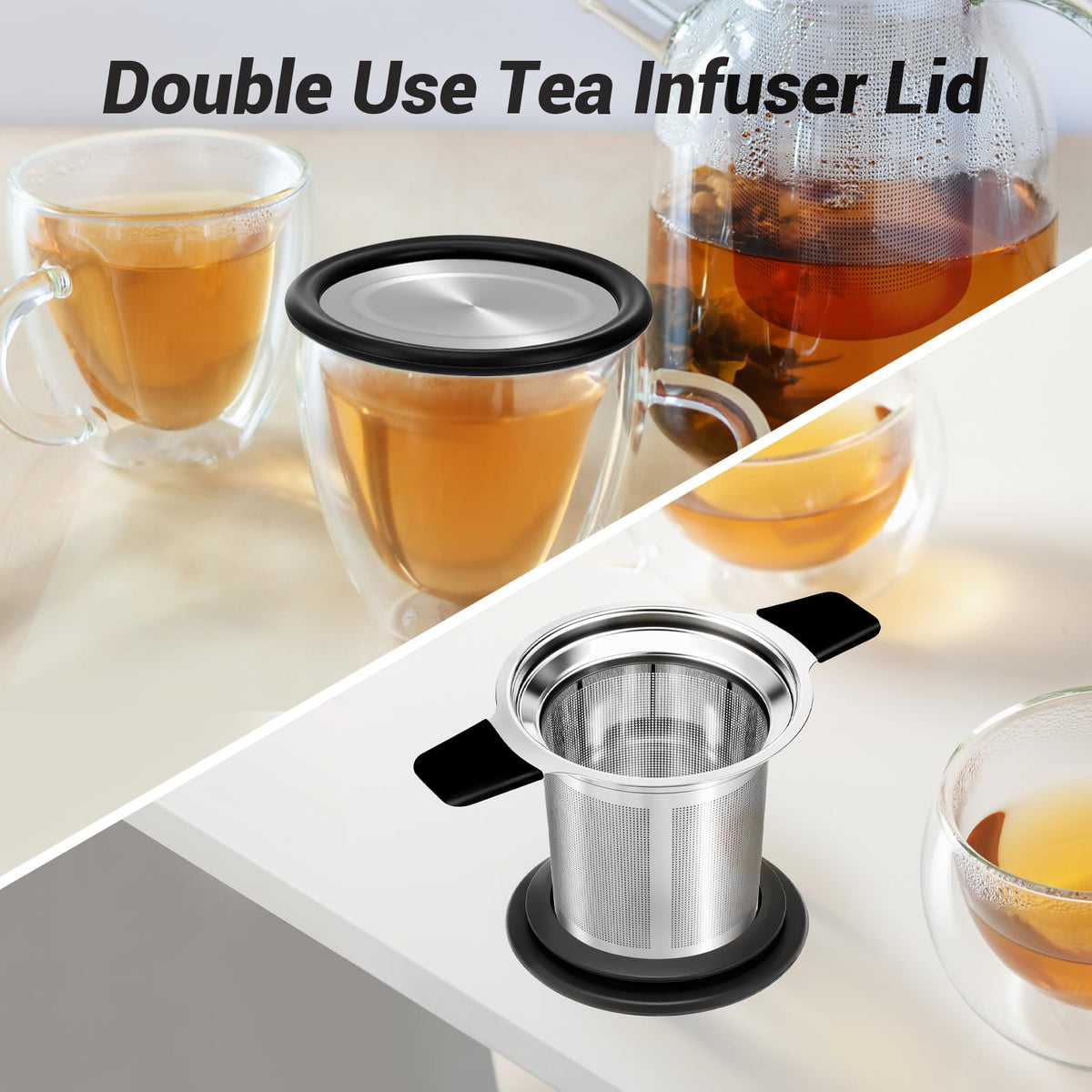 Tifanso Fine Mesh Stainless Steel Reusable Tea Infuser with Double Handles