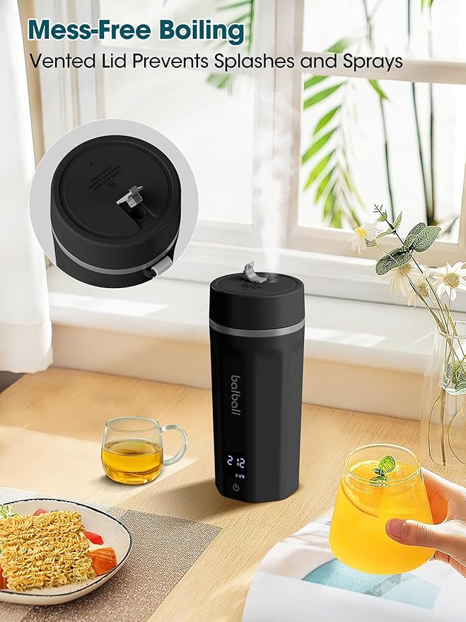 balbali 18.6oz Portable Kettle for Travel 100-250V Dual Voltage for International/Global/Europe - 6 Preset Travel Electric Kettle Hot Water Boiler/Heater/Warmer/Tea Maker - Black