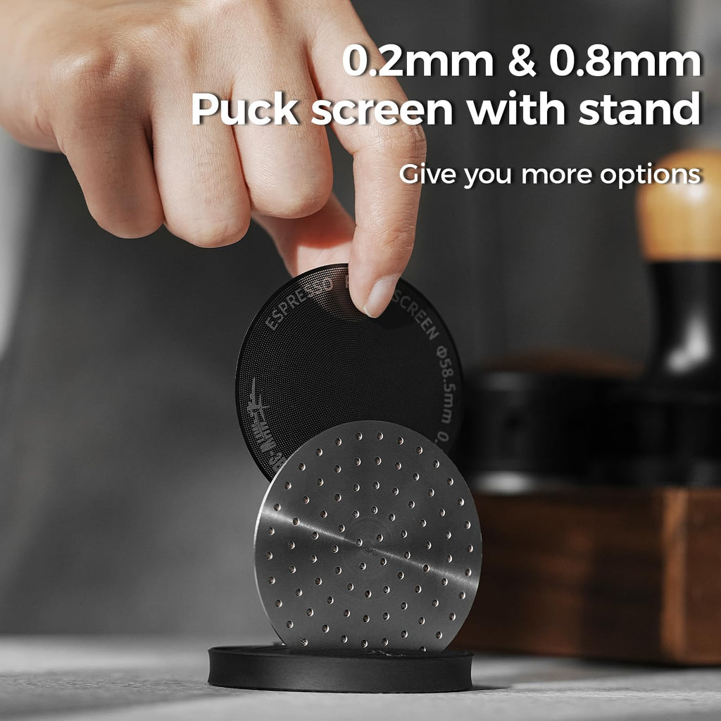 MHW-3BOMBER 58mm Espresso Puck Screen - 0.2mm Ultra Thin Espresso Puck - Metal Reusable Coffee Filter for Portafilter Basket 58mm - Puck Screen with Titanium Coating FG5642-OS