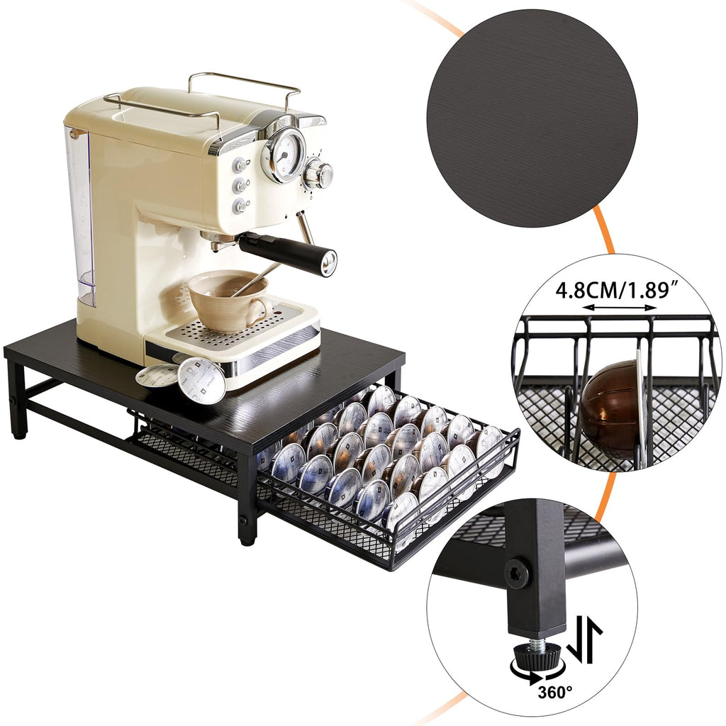 IBUYKE Coffee Pod Drawer Holder for Nespresso Vertuo Pods,Black TCJ101B