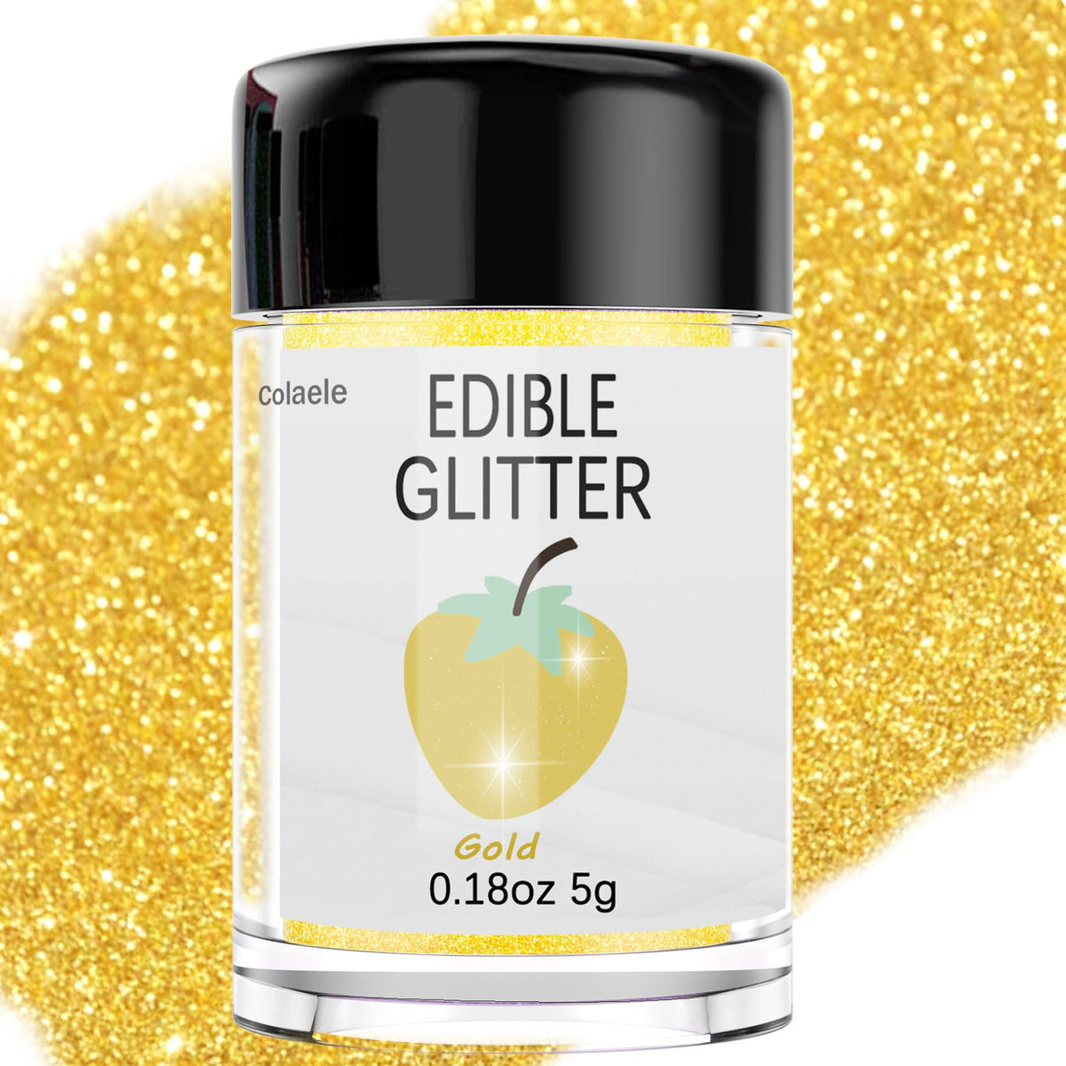 Edible Glitter for Cakes Drinks Luster Dust Set - Colaele 10 Colors Shimmering Disco Glitter Food Grade Metallic Food Coloring Powder Sprinkling for Strawberries, Chocolates, Fondant, Pops, Vegan