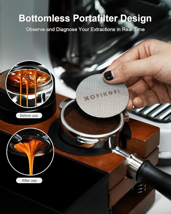 58mm Bottomless Portafilter For E61, Flair 58, ECM, Rocket, Sanremo, Synesso, Slayer, VBM Espresso Machine, 2 Ears Bottomless Naked Espresso Portafilter with 18g Filter Basket and Puck Screen